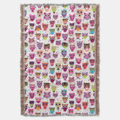 子供へかわいいフクロウの背景パターン スローブランケット (正面縦)