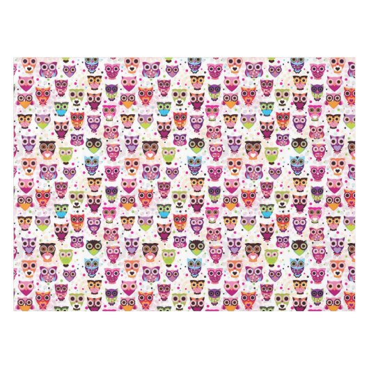 子供へかわいいフクロウの背景パターン テーブルクロス (正面(横))
