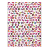 子供へかわいいフクロウの背景パターン テーブルクロス (正面)