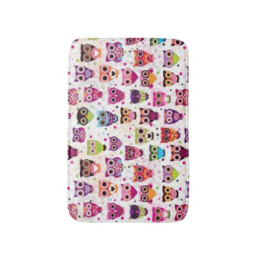 子供へかわいいフクロウの背景パターン バスマット (正面縦)