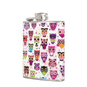 子供へかわいいフクロウの背景パターン フラスク (左)