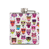 子供へかわいいフクロウの背景パターン フラスク (裏面)