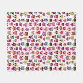 子供へかわいいフクロウの背景パターン フリースブランケット (正面(横))