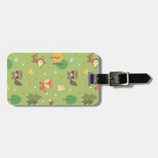 子供へかわいい森林森林動物パターン ラゲッジタグ (正面横)