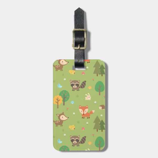 子供へかわいい森林森林動物パターン ラゲッジタグ (正面縦)