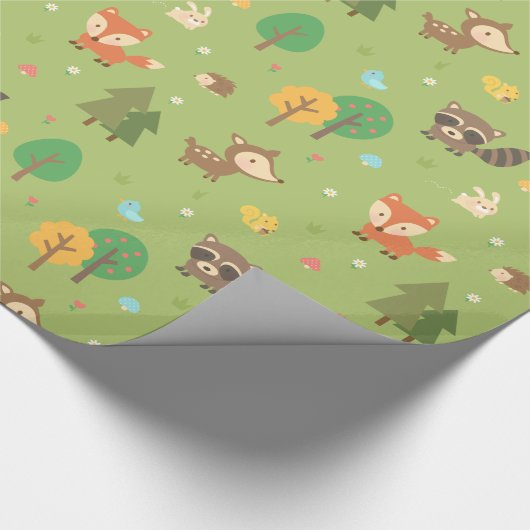 子供へかわいい森林森林動物パターン ラッピングペーパー (角)