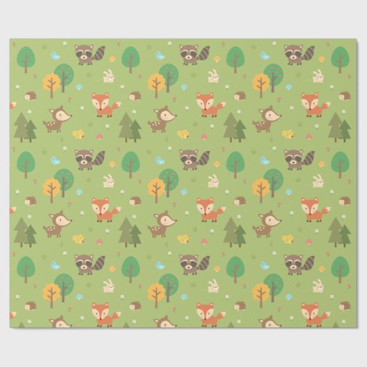 子供へかわいい森林森林動物パターン ラッピングペーパー (フラット)