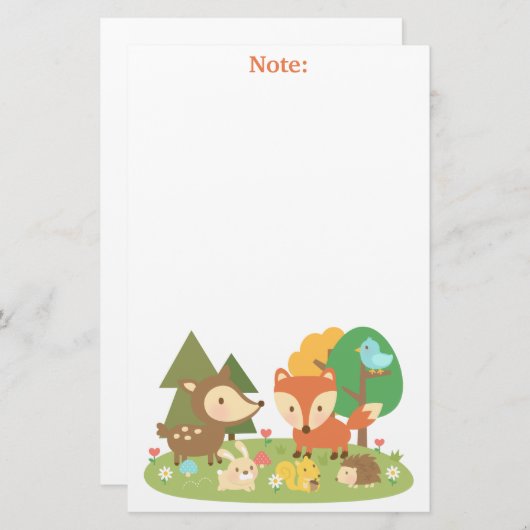 子供へかわいい森林森林動物 便箋 (正面/裏面)