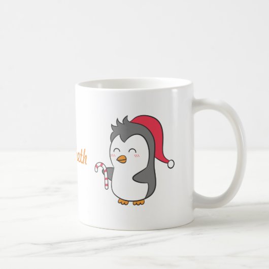 子供へかわいい楽しいクリスマスのペンギンのキャンディ・ケーン コーヒーマグカップ (右)