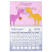 子供へかわいい漫画の恐竜のカレンダー カレンダー (2月 2026)