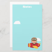 子供へかわいい飛行士の男の子の飛行機の冒険 便箋 (正面/裏面)