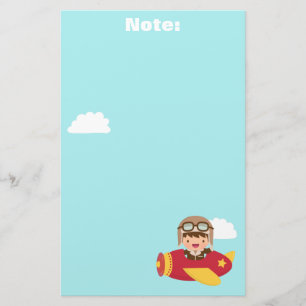 子供へかわいい飛行士の男の子の飛行機の冒険 便箋