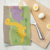 子供へかわいくカラフルな恐竜 キッチンタオル (四つ折り)