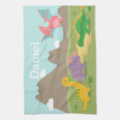 子供へかわいくカラフルな恐竜 キッチンタオル (縦)