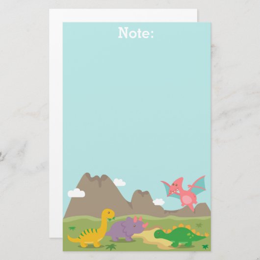 子供へかわいくカラフルな恐竜 便箋 (正面/裏面)