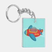 子供へかわいくカラフルな飛行機のジェット機 キーホルダー (正面左)