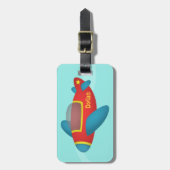 子供へかわいくカラフルな飛行機のジェット機 ラゲッジタグ (正面縦)