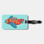 子供へかわいくカラフルな飛行機のジェット機 ラゲッジタグ (裏面横)