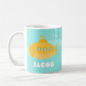 子供へかわいく黄色い潜水艦、水中 コーヒーマグカップ (左)