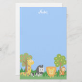 子供へかわいく、カラフルなサファリ動物 便箋 (正面/裏面)