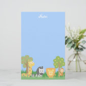 子供へかわいく、カラフルなサファリ動物 便箋 (スタンド正面)