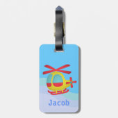 子供へかわいく、カラフルなヘリコプター ラゲッジタグ (裏面縦)