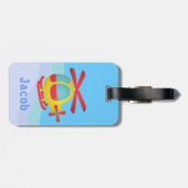 子供へかわいく、カラフルなヘリコプター ラゲッジタグ (裏面横)