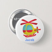 子供へかわいく、カラフルなヘリコプター 缶バッジ (正面&裏面)