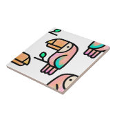 子供へのギフトにぴったりのかわいい熱帯のオオハシの鳥のデザイン タイル (側面)