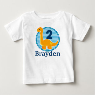 子供へオレンジ恐竜の誕生日のワイシャツ ベビーTシャツ