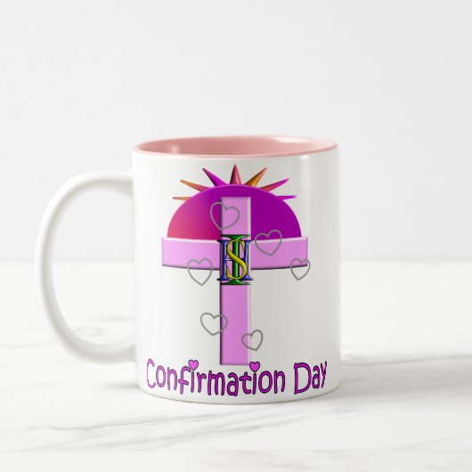 子供へカトリック教の確認日のギフト ツートーンマグカップ (左)