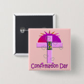 子供へカトリック教の確認日のギフト 缶バッジ (正面&裏面)