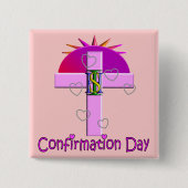 子供へカトリック教の確認日のギフト 缶バッジ (正面)