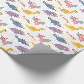 子供へカラフルでかわいい恐竜パターン ラッピングペーパー (角)