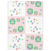 子供へカラフルなフクロウパターン クリップボード (裏面)