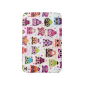 子供へカラフルなフクロウパターン バスマット (正面縦)