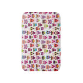 子供へカラフルなフクロウパターン バスマット (正面縦)