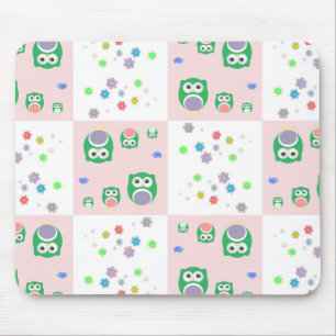 子供へカラフルなフクロウパターン マウスパッド