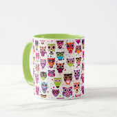 子供へカラフルなフクロウパターン マグカップ (正面左)