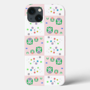 子供へカラフルなフクロウパターン iPhone 13ケース