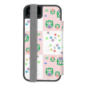 子供へカラフルなフクロウパターン INCIPIO iPhoneウォレットケース (フォリオ裏面)