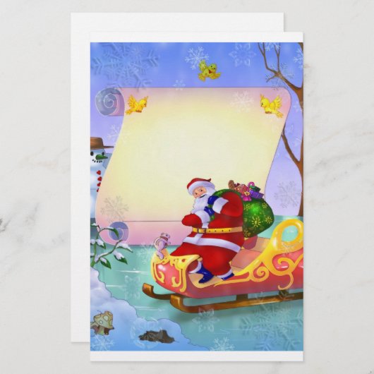 子供へクリスマスのためのサンタの手紙の文房具 便箋 (正面/裏面)