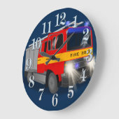 子供へクールな緊急の消防車の漫画のデザイン ラージ壁時計 (傾斜)