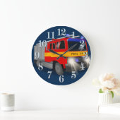 子供へクールな緊急の消防車の漫画のデザイン ラージ壁時計 (ホーム)