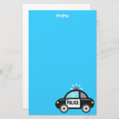 子供へサイレンが付いているかわいいパトカー 便箋 (正面/裏面)