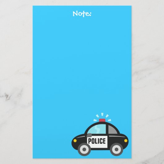 子供へサイレンが付いているかわいいパトカー 便箋 (正面)