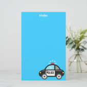 子供へサイレンが付いているかわいいパトカー 便箋 (スタンド正面)