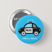 子供へサイレンが付いているかわいいパトカー 缶バッジ (正面&裏面)