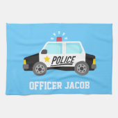 子供へサイレンが付いているクラシックなパトカー キッチンタオル (横)