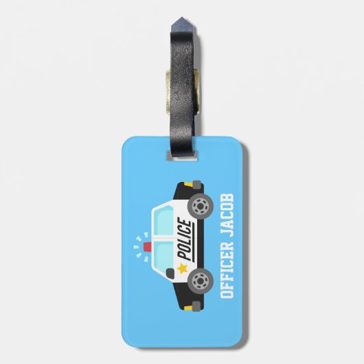 子供へサイレンが付いているクラシックなパトカー ラゲッジタグ (裏面縦)